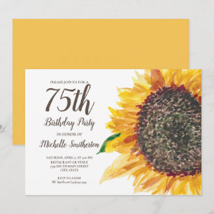 Sonnenblume Aquarell Blumen Weiß 75. Geburtstag Einladung
