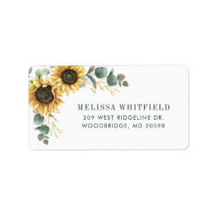 Sonnenblume Aquarell Floral Eukalyptus Adresse Adressaufkleber