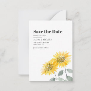 Sonnenblume Aquarell Florale Hochzeit Termin merke Mitteilungskarte