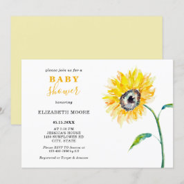 Sonnenblume Aquarell Kinderdusche elegant Einladung