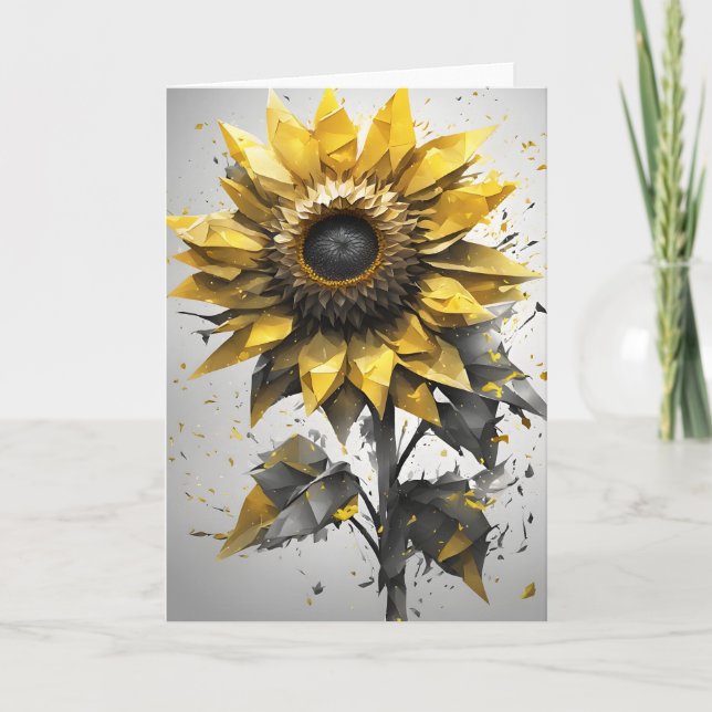 Sonnenblume - Aquarellblumen Karte (Vorderseite)