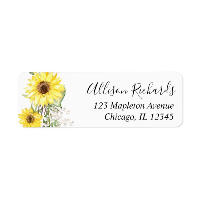 Sonnenblume Aquarellgelbe Rücksendeadresse (Vorne)