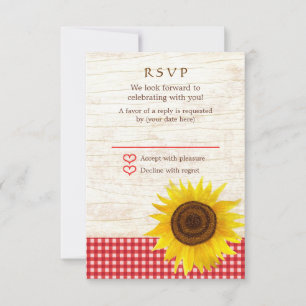 Sonnenblume auf Birch Barke Rustikale Hochzeit RSVP Karte