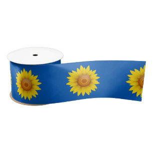 Sonnenblume auf blau satinband
