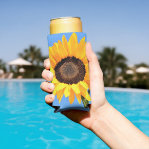 Sonnenblume auf blauem Himmel - Can Cooler Sommer Selters Dosenkühler
