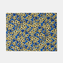 Sonnenblume auf blauer Fußmatte