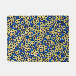 Sonnenblume auf blauer Fußmatte