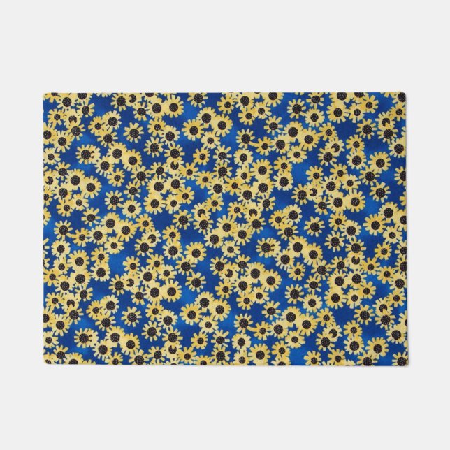 Sonnenblume auf blauer Fußmatte (Vorderseite)