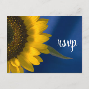 Sonnenblume auf Blue Wedding RSVP Response Einladungspostkarte