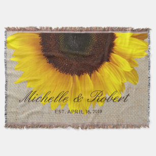 Sonnenblume auf Burlap Rustic Country Wedding Cust Decke