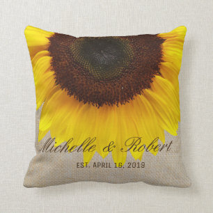 Sonnenblume auf Burlap Rustic Country Wedding Cust Kissen