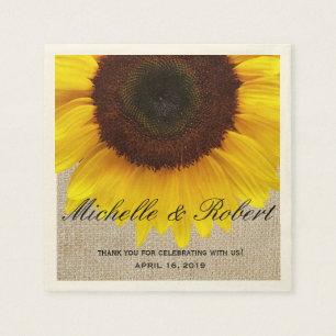 Sonnenblume auf Burlap Rustic Country Wedding Cust Serviette