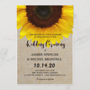 Sonnenblume auf Burlap Rustic Country Wedites Einladung