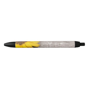 Sonnenblume auf einem Holztisch Kugelschreiber