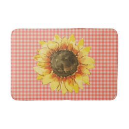 Sonnenblume auf Gingham Badematte