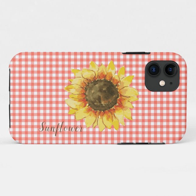 Sonnenblume auf Gingham Case-Mate iPhone Hülle (Rückseite (Horizontal))