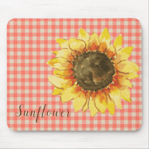 Sonnenblume auf Gingham Mousepad