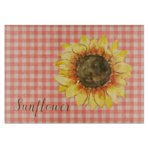 Sonnenblume auf Gingham Schneidebrett