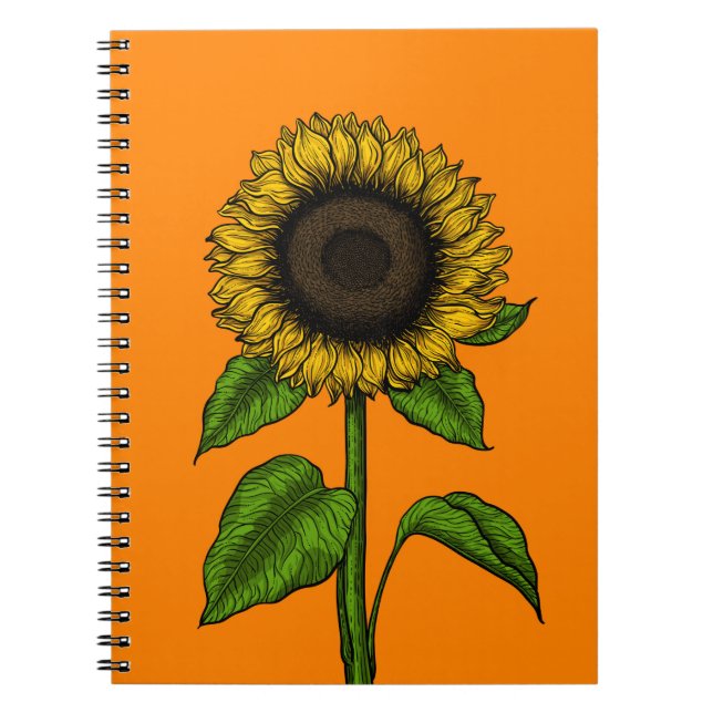 Sonnenblume auf Orange Notizblock (Vorderseite)