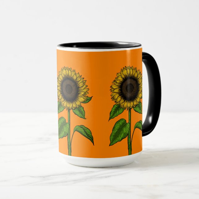 Sonnenblume auf Orange Tasse (VorderseiteRechts)