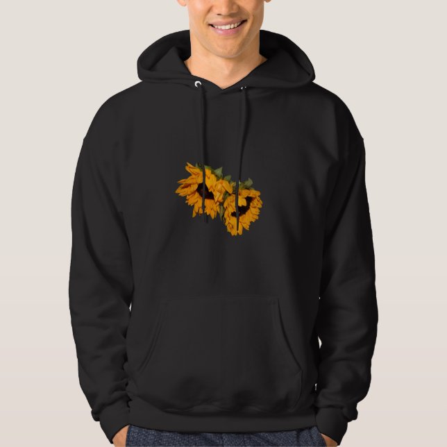 Sonnenblume auf Schwarzem Hoodie (Vorderseite)