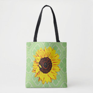Sonnenblume auf Vintagen Green Tote Bag Carry All