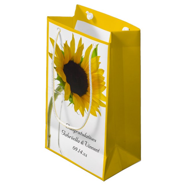 Sonnenblume auf White Wedding Herzlichen Glückwuns Kleine Geschenktüte (Vorderseite Schrägansicht)