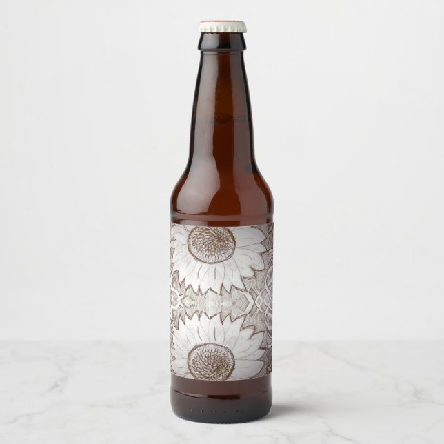 Sonnenblume auf Zuhause Bierflaschenetikett (Vorderseite)