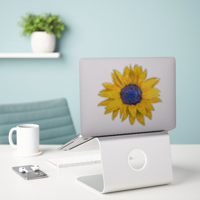 Sonnenblume Aufkleber (Laptop auf Schreibtisch)