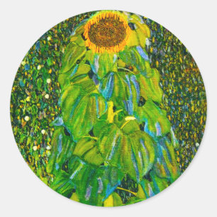 Sonnenblume-Aufkleber Gustav Klimt Runder Aufkleber