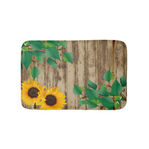 Sonnenblume aus Rustikalem Holz Badematte