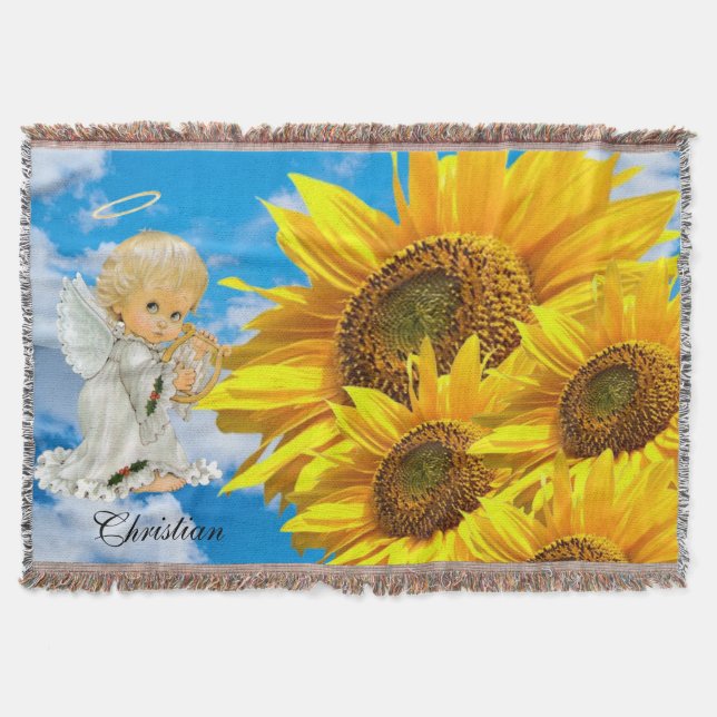 Sonnenblume Baby Angel Floral Throw Blanket Decke (Vorderseite)