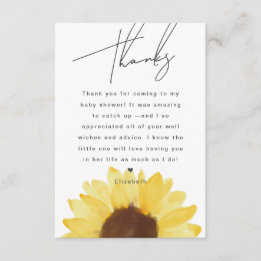 Sonnenblume Baby Dusche Blumenkohl Dankeschön Kart Begleitkarte