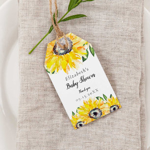 Sonnenblume Baby Dusche Chic Wasserfarbe Blütenblu Geschenkanhänger