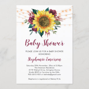 Sonnenblume Baby Dusche Lichter Blütenblume Einladung