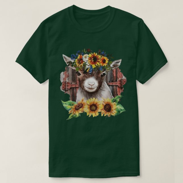 Sonnenblume Baby Goat Farmlife Niedlich Farm Anima T-Shirt (Design vorne)