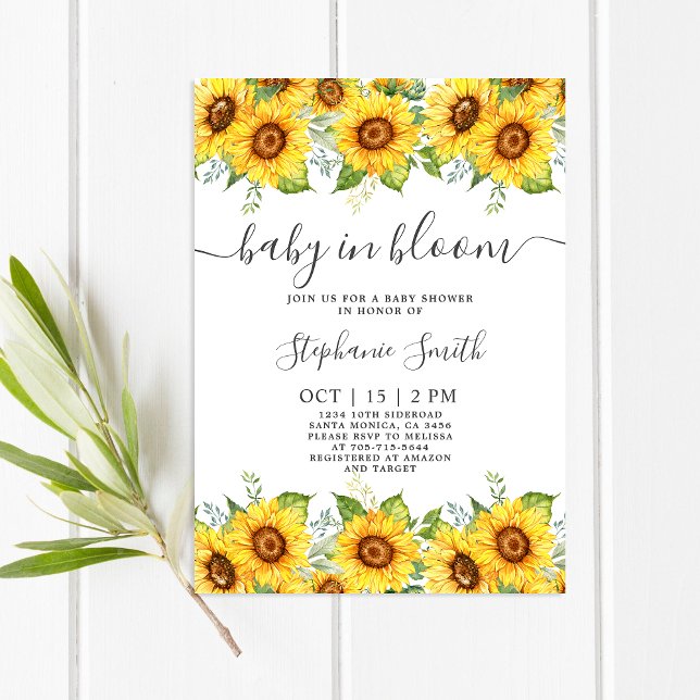 Sonnenblume Baby in Bloom Baby Shower Girl Einladung (Von Creator hochgeladen)