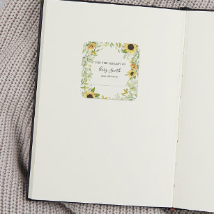 Sonnenblume Babydusche Buchzeichen Aufkleber