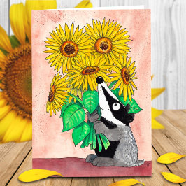 Sonnenblume Badger Grußkarte von Nicole Janes Karte