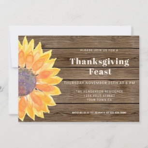 Sonnenblume Barn Wood Erntedank Abendessen Einladung