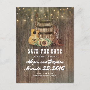 Sonnenblume Barrel Cowboy Boot Land Save the Date Ankündigungspostkarte