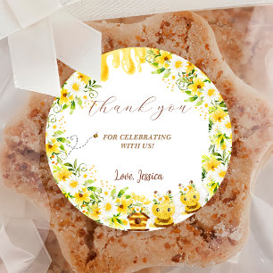 Sonnenblume Bee Baby Dusche Runder Aufkleber