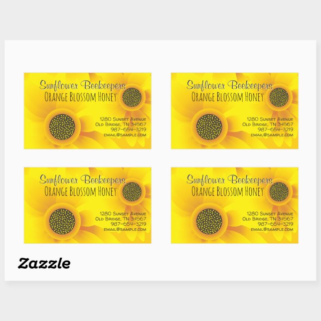 Sonnenblume Beekeeper Honig Jar rechteckige Aufkle Rechteckiger Aufkleber (Blatt)