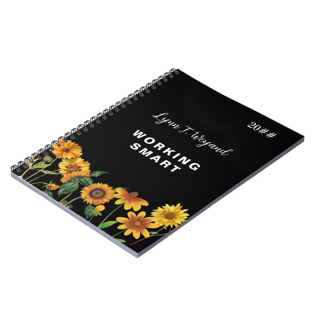 Sonnenblume Benutzername Helle Blumen Notizblock (Linke Seite)