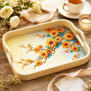 Sonnenblume Bernstein Blau Vintage Zweig Dekupage Seidenpapier