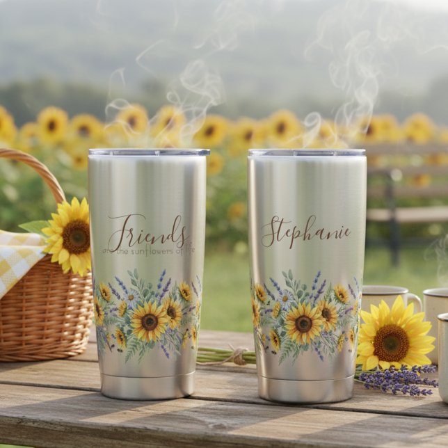 Sonnenblume Beste Freundin – Geburtstagsgeschenk f Thermobecher (Personalized friend insulated tumbler)