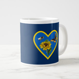 Sonnenblume Biene Butterfly Blue Yellow Heart on N Jumbo-Tasse