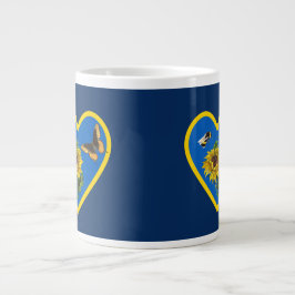 Sonnenblume Biene Butterfly Blue Yellow Heart on N Jumbo-Tasse