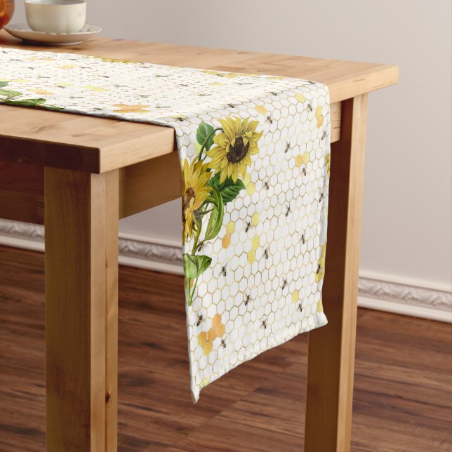 Sonnenblume Bienenstock Honeycomb Golden Honey Mittelgroßer Tischläufer (Beispiel)