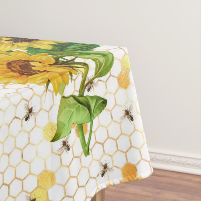 Sonnenblume Bienenstock Honeycomb Golden Honey Tischdecke (Beispiel)